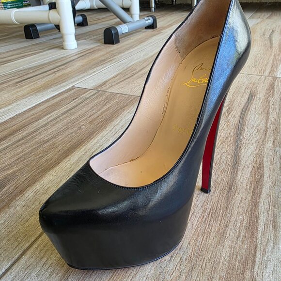 Christian Louboutin Daffodile 160 KID Black Leather Platform Shoes Eur. 37.5 - Picture 7 of 14
